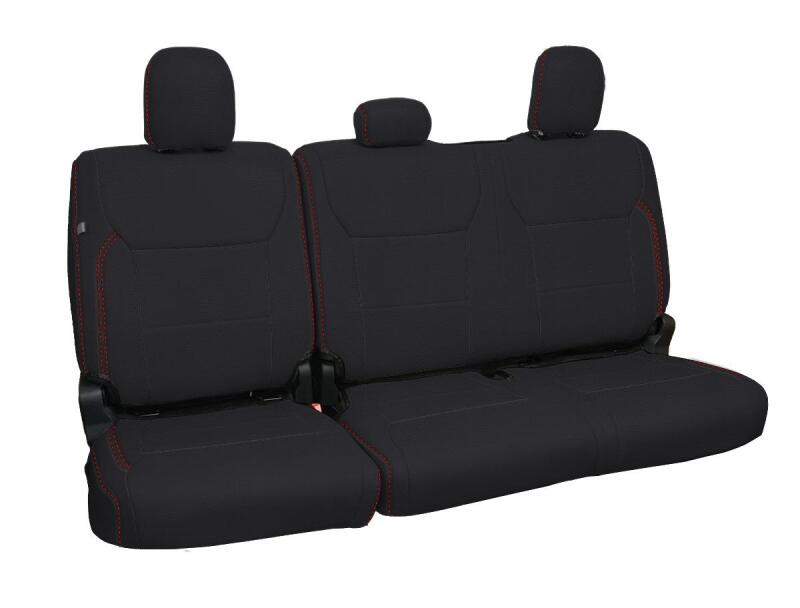 Ford F350 Super Duty Rear Seat Covers - PRP Seats - SuperCrew Model - Black w/ Red Stitch - `23-`26